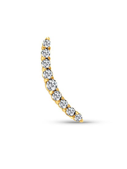 14K Gold & White Topaz Pavé Curve Bar Piercing Stud