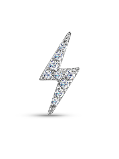 14K Gold Pavé Lightening Bolt Piercing Stud