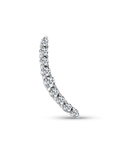 14K Gold & White Topaz Pavé Curve Bar Piercing Stud