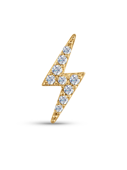 14K Gold Pavé Lightening Bolt Piercing Stud