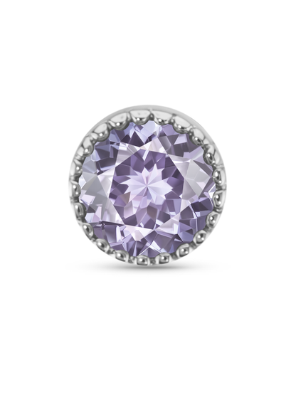 Fine 14K Gold & Purple Sapphire Round Bezel Piercing Stud