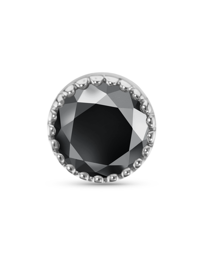 14K Gold & Black Spinel Round Bezel Piercing Stud