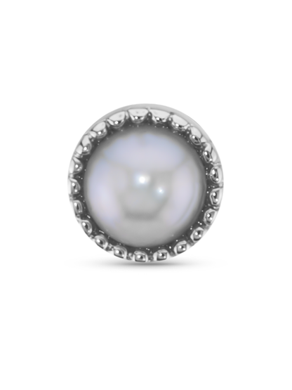 Fine 14K Gold & Freshwater Pearl Round Bezel Piercing Stud