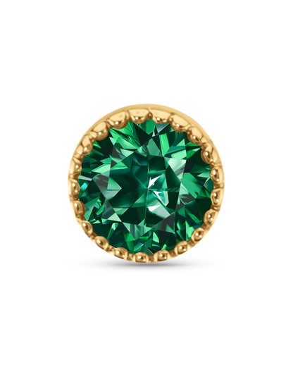 Fine 14K Gold & Lab-Grown Emerald Round Bezel Piercing Stud