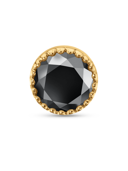 14K Gold & Black Spinel Round Bezel Piercing Stud