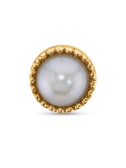 Fine 14K Gold & Freshwater Pearl Round Bezel Piercing Stud