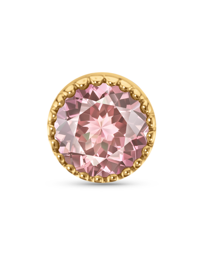 Fine 14K Gold & Pink Sapphire Round Bezel Piercing Stud