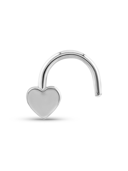14K Gold Heart Nose Stud