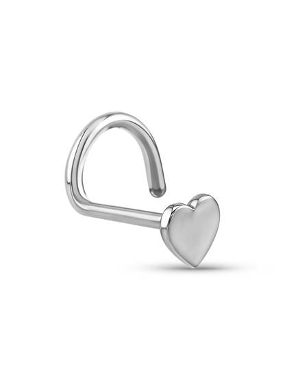 14K Gold Heart Nose Stud