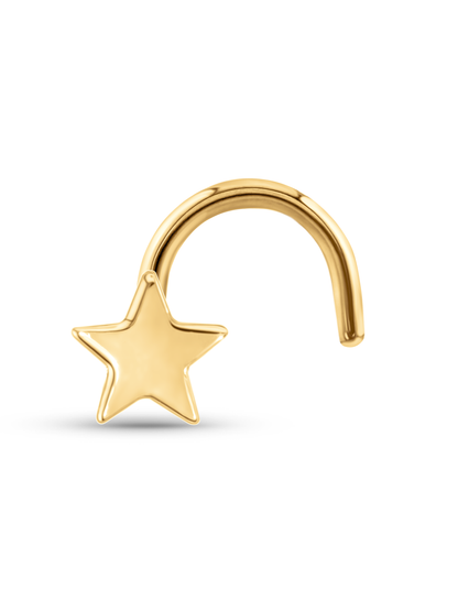 14K Gold Star Nose Stud