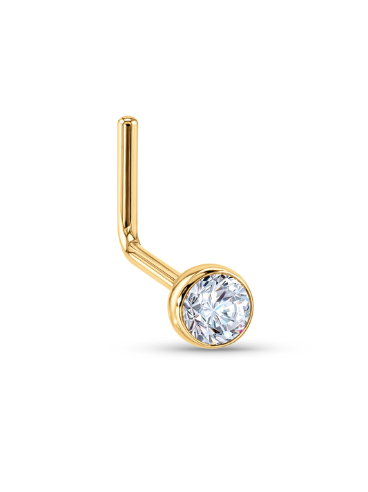 14K Gold & White Topaz Nose Stud