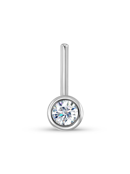 14K Gold & White Topaz Nose Stud