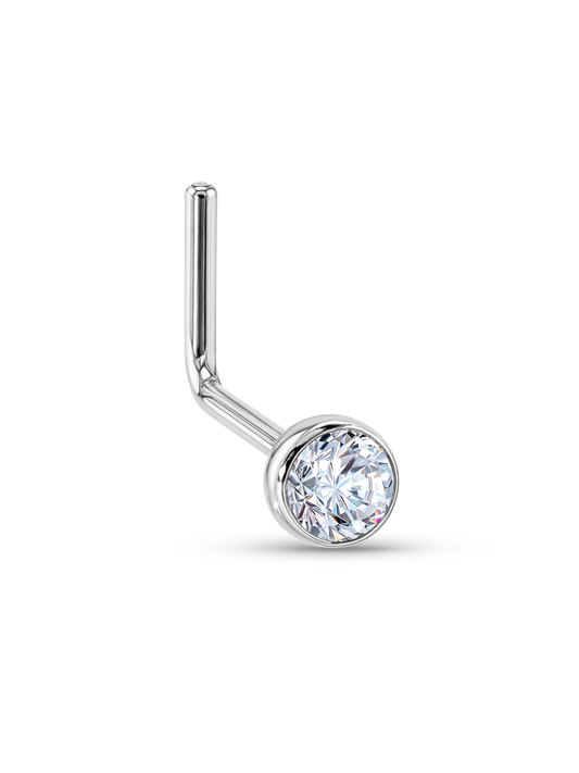 14K Gold & White Topaz Nose Stud