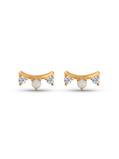 Polaris Curved Opal Studs in Gold