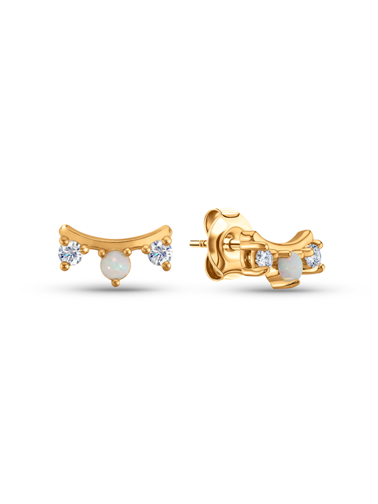 Polaris Curved Opal Studs in Gold