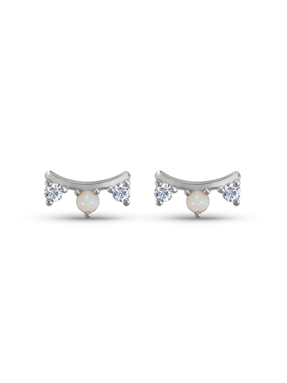 Polaris Curved Opal Studs in Silver