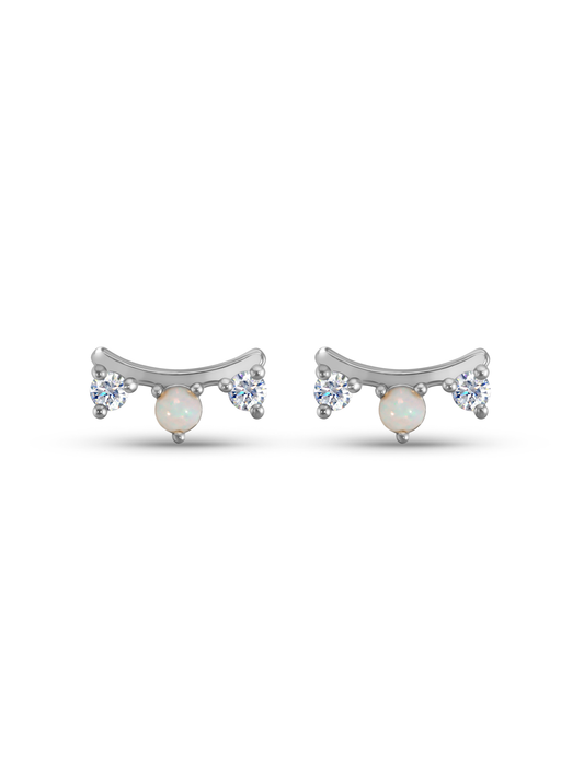 Polaris Curved Opal Studs in Silver