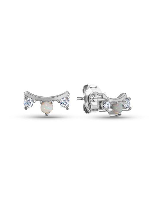 Polaris Curved Opal Studs in Silver