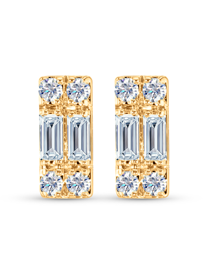 Polaris Rectangular Crystal & Opal Studs In Gold
