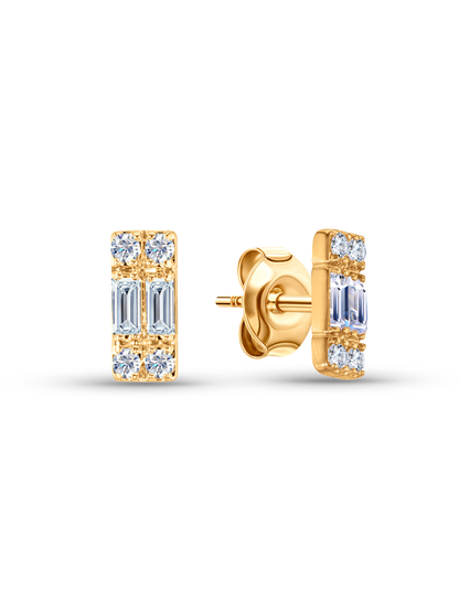 Polaris Rectangular Crystal & Opal Studs In Gold
