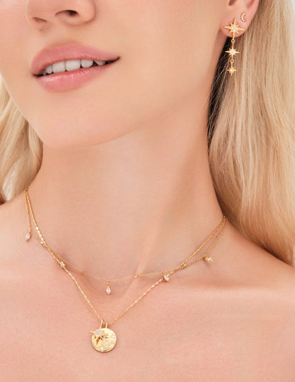 Crystal Mini Moon Studs In Gold