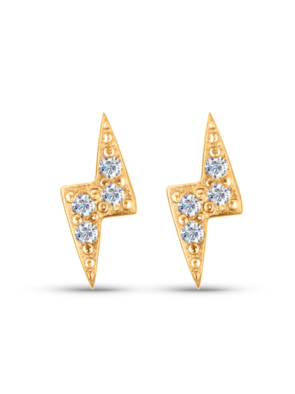 Crystal Lightening Bolt Studs In Gold