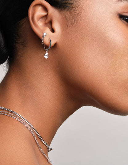 Chain Drop Studs In Silver