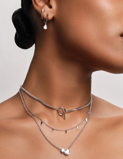Chain Drop Studs In Silver