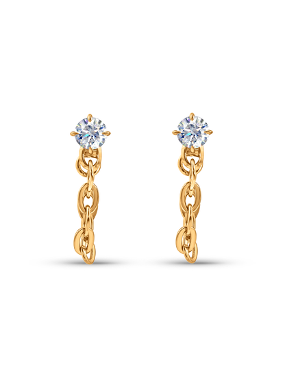 Station Chain Drop Studs In Gold