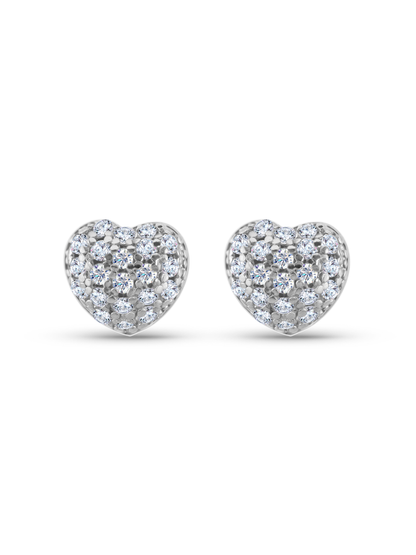 Crystal Heart Studs In Silver