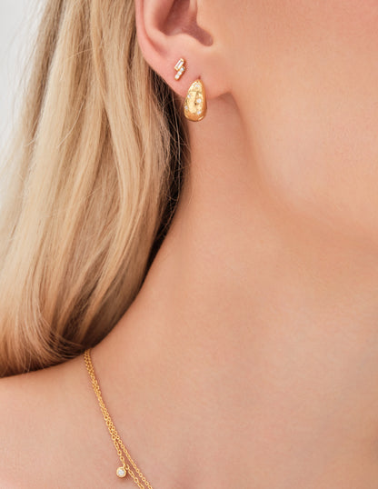 Crystal Double Row Single Stud In Gold