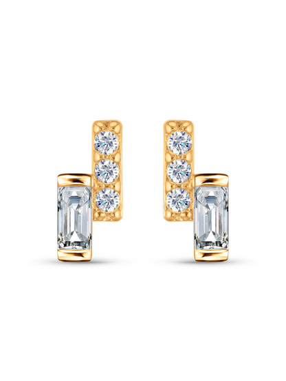 Crystal Double Row Single Stud In Gold