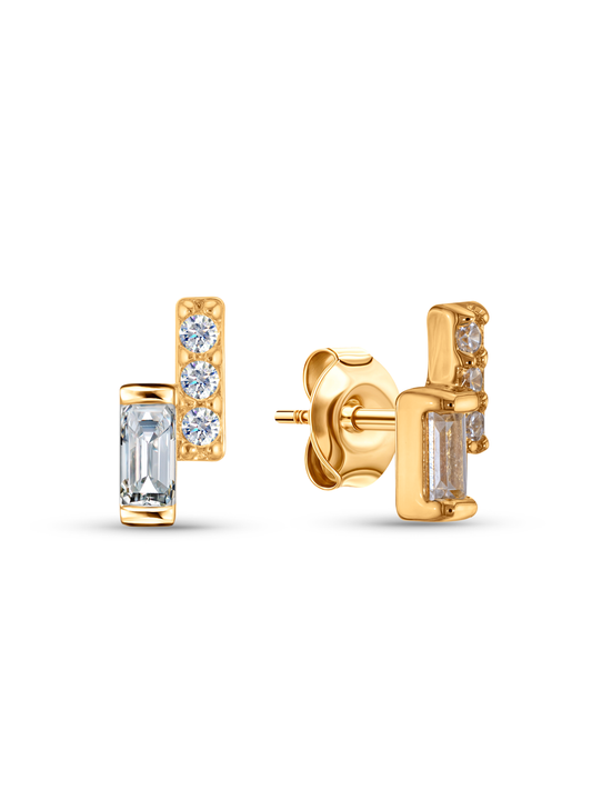 Crystal Double Row Single Stud In Gold