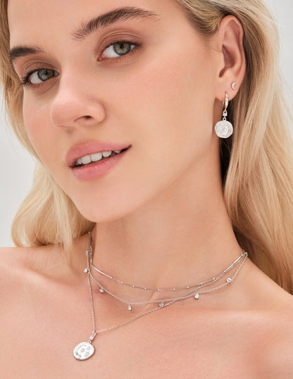 Mini Crystal Moon Studs In Silver