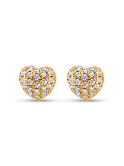 Crystal Heart Studs In Gold