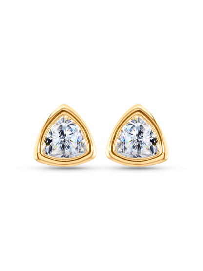 Triangle Crystal Studs In Gold