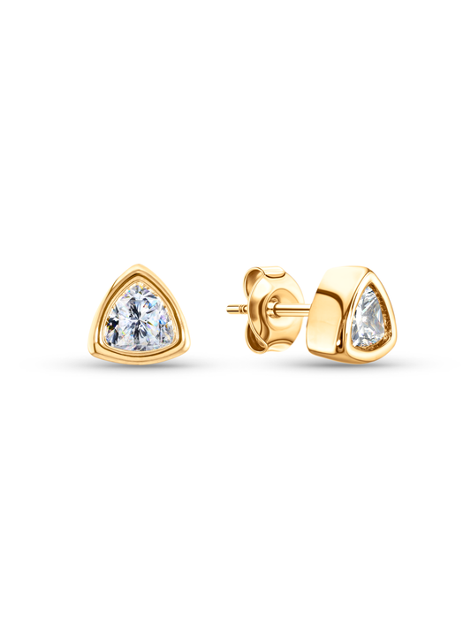 Triangle Crystal Studs In Gold