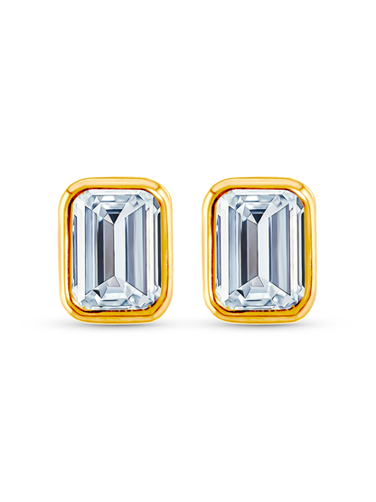 Rectangle Crystal Studs In Gold