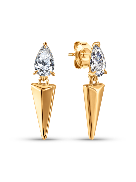 Tusk Pear Crystal Studs In Gold