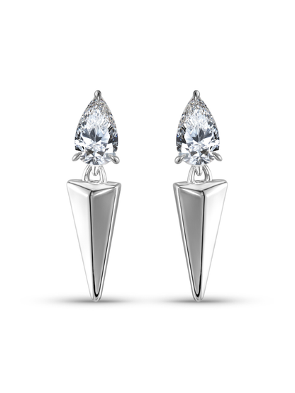 Tusk Pear Crystal Studs In Silver