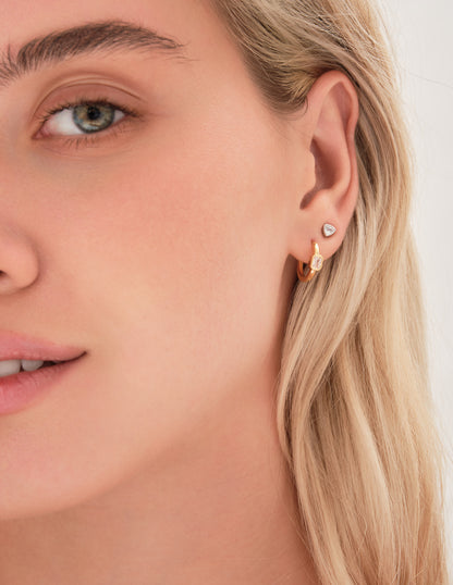 Triangle Crystal Studs In Silver
