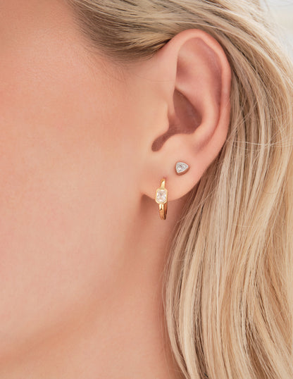 Triangle Crystal Studs In Silver