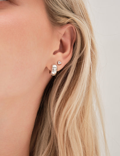 Triangle Crystal Studs In Silver