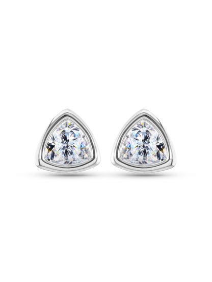 Triangle Crystal Studs In Silver