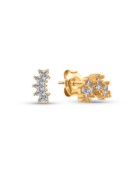 Curved Micro Climber Studs In Gold