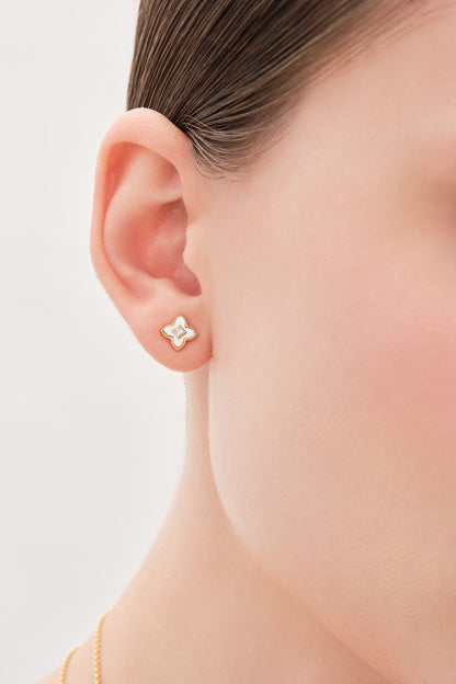 Primrose Mother-Of-Pearl Studs In Gold