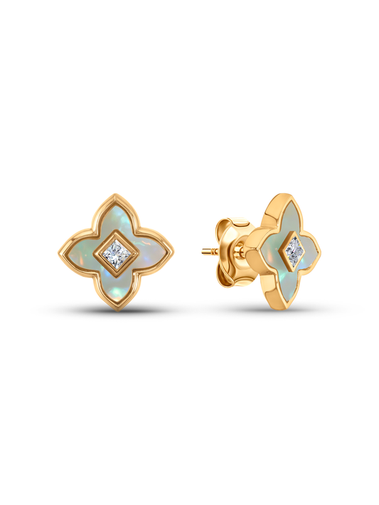 Primrose Mother-Of-Pearl Studs In Gold