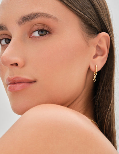 Amulet Snake Drop Hoops In Gold