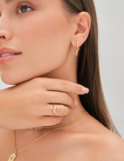 Amulet Snake Drop Hoops In Gold