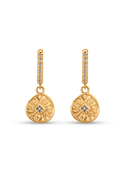Amulet Coin Drop Hoops In Gold